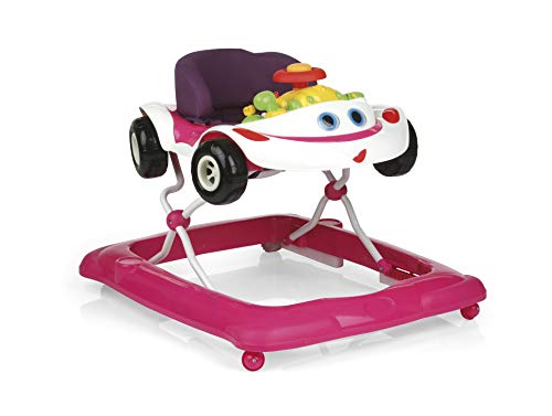 Nurse Cabrio Andador, Primeros Pasos, con Bandeja de Actividades Extraíble, Música y Luz, Base Antivuelco, Regulable en Altura, Plegable, Color Rosa