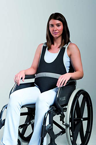 Obbocare - Chaleco De Sujeción Con Pieza Perineal Para Silla De Ruedas. Chaleco Escotado Con Cierre con Hebillas. Tejido Transpirable Y Acolchado. Talla M