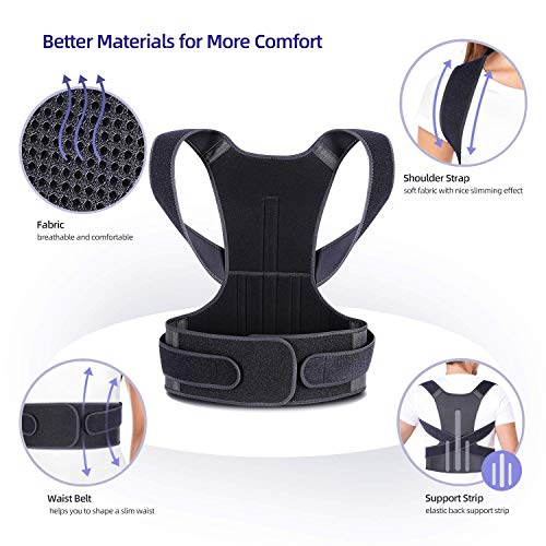 Ohuhu Corrector de Postura para Hombres y Mujeres, Faja para Dolor de Espalda,Enderezador de Espalda Transpirable,Ajustable y Brinda Alivio al Dolor,Correas de Hombro más Grandes(M)