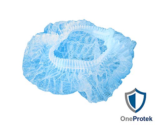 OneProtek -100 Gorros desechables no tejido - Gorro protectore para el cabello - Resistente, doble elásticos y antipolvo - Azul