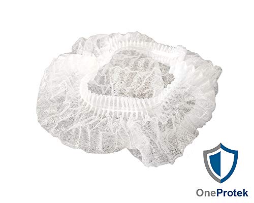 OneProtek -100 Gorros desechables no tejido - Gorro protectore para el cabello - Resistente, doble elásticos y antipolvo -Blanca