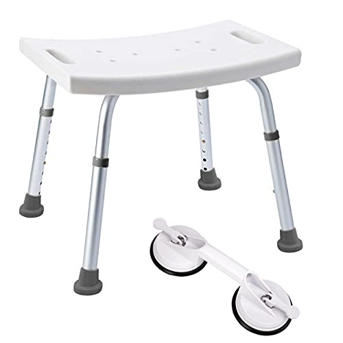ONVAYA® Taburete de baño | taburete de la ducha | de altura ajustable 150kg | + mango de la bañera | asa de la bañera | maneje