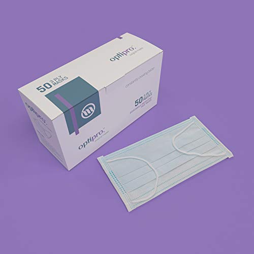 OptiPro Mascarillas Quirúrgicas, Caja de Mascarillas 50 uds, Certificación CE, Tipo IIR, Mascarillas Homologadas con 3 Capas Protectoras, Alta Capacidad de Filtrado, Mascarillas Desechables