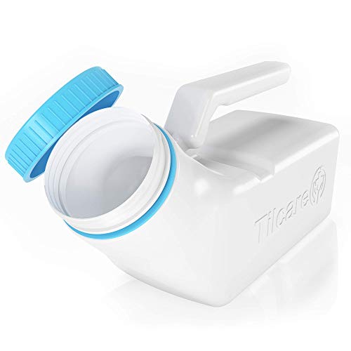 Orinales para hombres con tapa que brilla en la oscuridad Tilcare (1 unidad) - Botella plástica gruesa de 32 onzas/1000 ml para hombres con tapa a rosca - Orinal a prueba de derrames