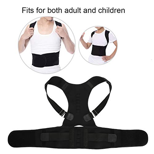 Ortesis para el hombro, corrector de postura del hombro, transpirable ajustable, cinturón de hombro unisex para adultos y niños con correas ajustables(negro XL)