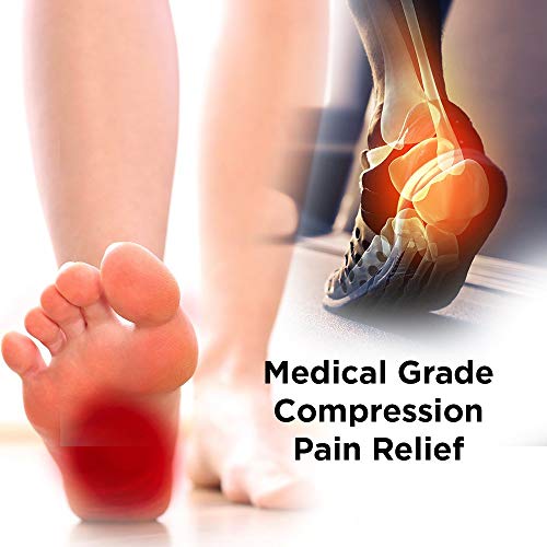 Orthosleeve media de compresión graduada para fascitis plantar y dolor en el talón FS4, Gris, talla M – paquete de dos unidades