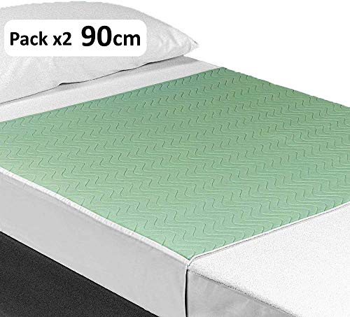 OrtoPrime Pack 2 Empapadores Cama Adultos Lavables Absorbentes 3,15 Litros/m2 - Más de 200 Lavados - Empapadores Impermeables 4 Capas - Empapadores Bebe Protector de cama con Alas 90 x 85