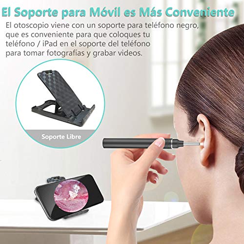 Otoscopio Digital WiFi-OVIFM 3,9mm HD Endoscopio Oido con 6 LED y Caja de Almacenamiento, Camara Endoscopica Inalámbrico con Herramienta de Limpieza de Oidos, Soporte para Movil,IPhone y Android
