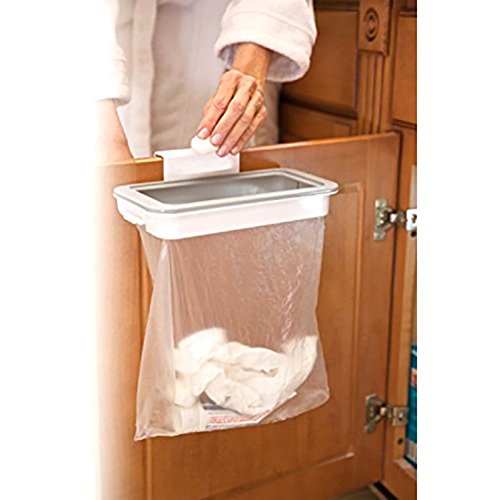 Over The Cabinet Door Garbage Holder Wastebaskets Trash Rack Cupboard Storage Hanger Waste Bins Basket Hanging Trash Can Rubbish Rack Portable Hanging Organiser Trash Bag Holder with Lid