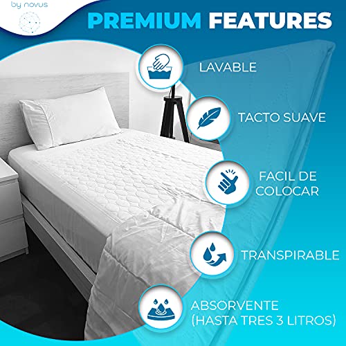Pack de 2 Empapadores Cama Adulto Lavables - Empapador Protector para Cama Impermeable Reutilizable - Proteccion 4 Capas con Alas Suave Absorbente Transpirable 90x85