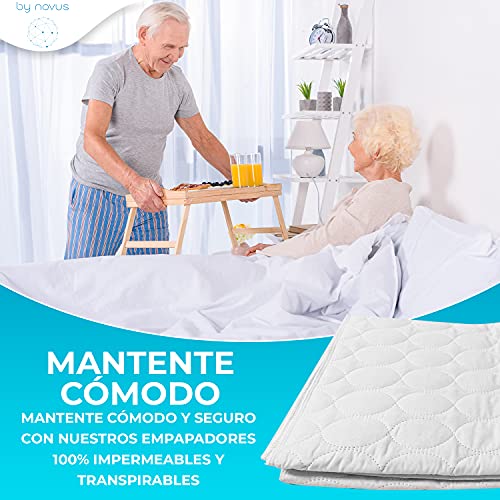 Pack de 2 Empapadores Cama Adulto Lavables - Empapador Protector para Cama Impermeable Reutilizable - Proteccion 4 Capas con Alas Suave Absorbente Transpirable 90x85