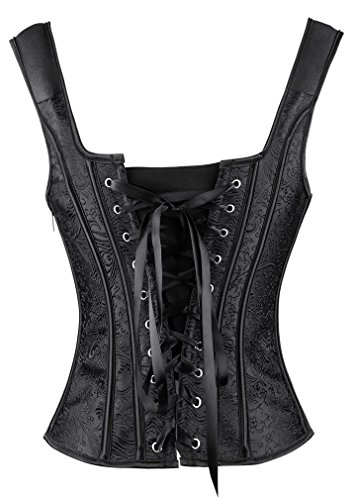 PANOZON Nuevo Corpiño de Corsé Estampado para Mujer Gótico Bustiers con Correa (6X-Large, Negro)