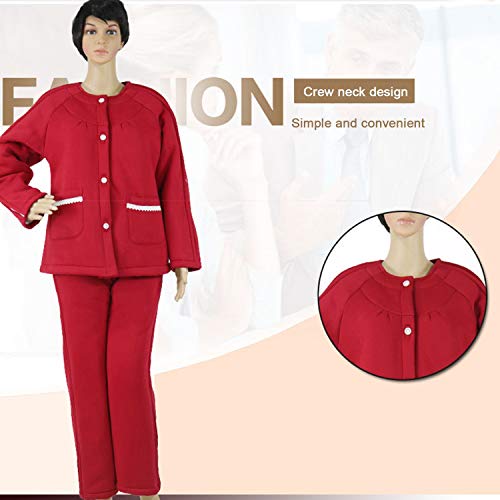 Parálisis De Enfermería Ropa Fácil De Usar Algodón De Manga Larga Discapacidad Cirugía Paciente Encamado Atención Al Paciente Pijamas,Redpants,XL