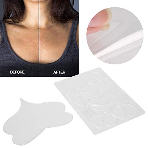 Parches Antiarrugas, 17pcs Facial Patches, Parches Faciales Antiarrugas para la Elasticidad y Estiramiento la Piel Rejuvenecidos, Almohadilla de Silicona Reutilizable para Frente los Ojos y Barbilla