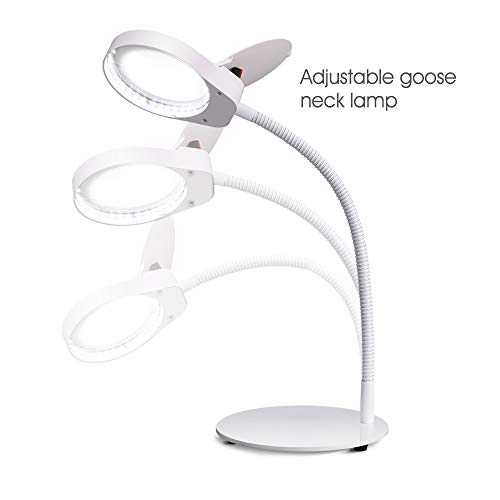 Pasa el ratón por encima de la imagen para ampliarla Tm-home - Lupa de 3 aumentos con luz y soporte, diseño plegable con lámpara de lupa LED para trabajo de cerca (color blanco)