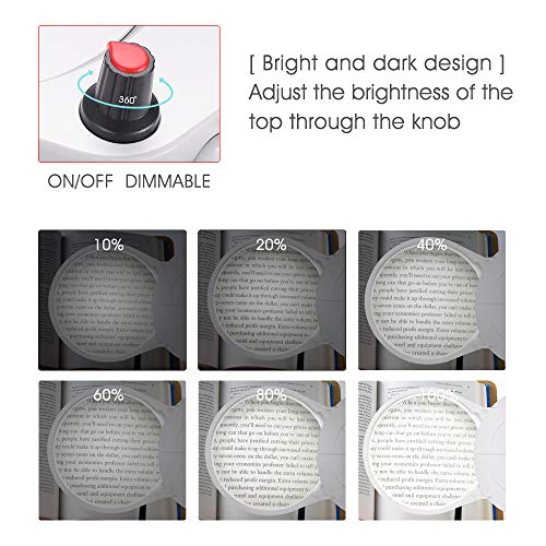 Pasa el ratón por encima de la imagen para ampliarla Tm-home - Lupa de 3 aumentos con luz y soporte, diseño plegable con lámpara de lupa LED para trabajo de cerca (color blanco)