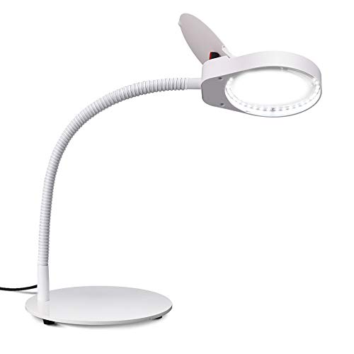 Pasa el ratón por encima de la imagen para ampliarla Tm-home - Lupa de 3 aumentos con luz y soporte, diseño plegable con lámpara de lupa LED para trabajo de cerca (color blanco)