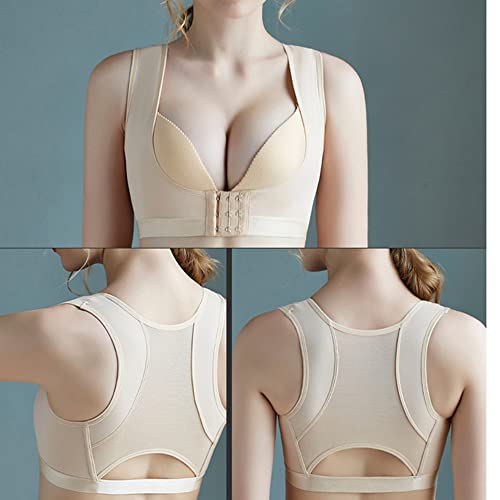 Pecho Brace Up Mujer Jorobada Ortesis Mama Respaldo Corrector de Postura Fajas Anti-cifosis Corrección Cinturón Sujetador Soporte Shaper Chaleco Tops (Piel, XL)