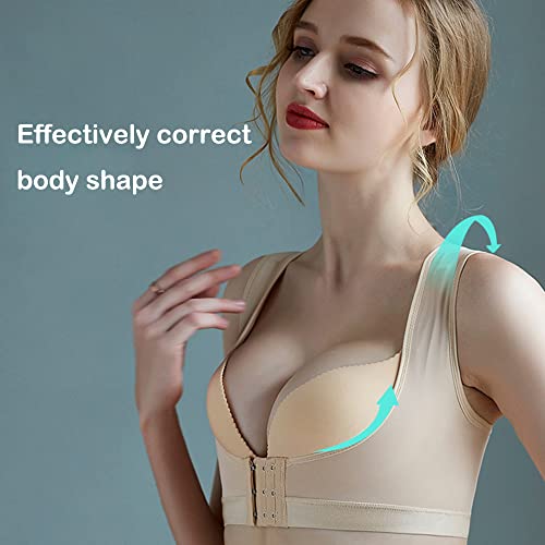 Pecho Brace Up Mujer Jorobada Ortesis Mama Respaldo Corrector de Postura Fajas Anti-cifosis Corrección Cinturón Sujetador Soporte Shaper Chaleco Tops (Piel, XL)