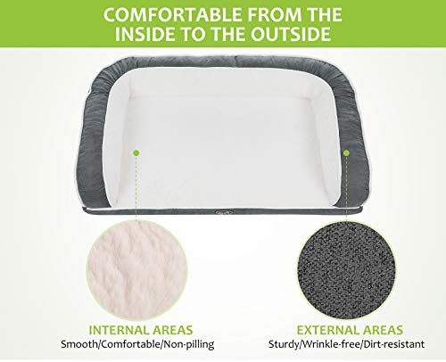 Pecute Cama Perro Ortopédica Colchón Perro Lavable Cama de Espuma viscoelástica para Perros con Funda Desenfundable Sofá Cama para Mascotas con Espuma De Caja De Huevos, Gris (S)