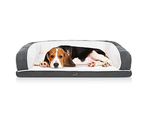 Pecute Cama Perro Ortopédica Colchón Perro Lavable Cama de Espuma viscoelástica para Perros con Funda Desenfundable Sofá Cama para Mascotas con Espuma De Caja De Huevos, Gris (M)