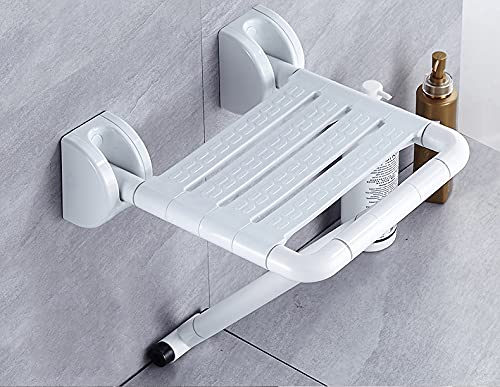 PEP HOME Taburete de ducha Asiento de baño Mesa de ducha Plegable Pierna Montaje en pared Acero inoxidable Carga pesada 250kg (Blanco)