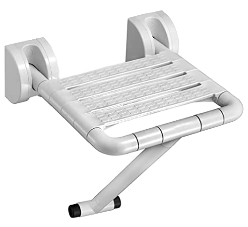 PEP HOME Taburete de ducha Asiento de baño Mesa de ducha Plegable Pierna Montaje en pared Acero inoxidable Carga pesada 250kg (Blanco)