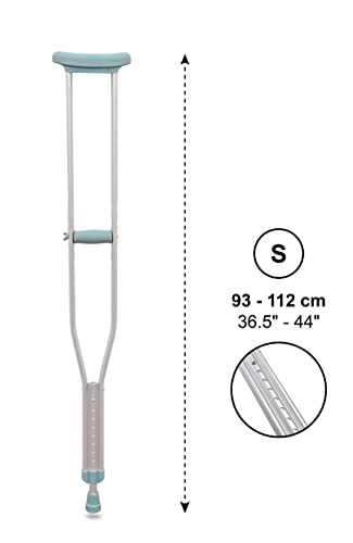 PEPE - Muletas Axilares (x2 uds, TALLA S), Muleta Adulto, Muletas Adulto Regulables Aluminio, Muletas Ortopédicas, Muletas Adulto Regulables en Altura, Muletas para Caminar, Color Gris.