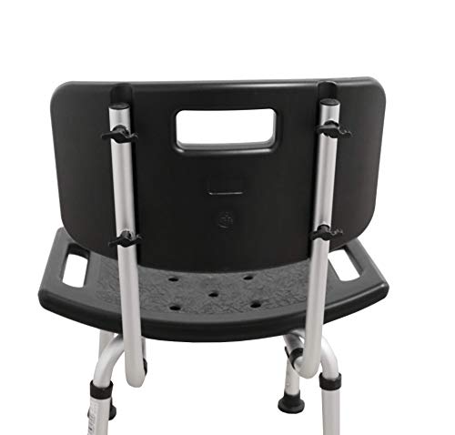 PEPE - Silla Ducha Mayores, Silla Baño Antideslizante, Silla Ducha Personas Mayores Regulable, Taburete Baño Respaldo, Silla Ducha Minusvalidos, Silla Baño Ancianos, Montaje sin Herramientas, Negra.
