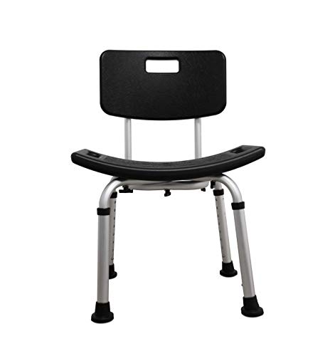 PEPE - Silla Ducha Mayores, Silla Baño Antideslizante, Silla Ducha Personas Mayores Regulable, Taburete Baño Respaldo, Silla Ducha Minusvalidos, Silla Baño Ancianos, Montaje sin Herramientas, Negra.