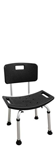 PEPE - Silla Ducha Mayores, Silla Baño Antideslizante, Silla Ducha Personas Mayores Regulable, Taburete Baño Respaldo, Silla Ducha Minusvalidos, Silla Baño Ancianos, Montaje sin Herramientas, Negra.