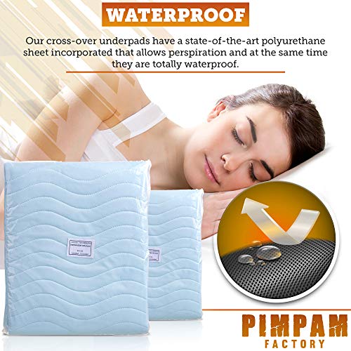 PimPam Factory - Pack 2 Empapador Protector para Cama | Fabricado en España | 135x85 | con Alas para Adultos | Salva Camas Impermeable y Reutilizable | Super Absorbente, Lavable | 4 Capas
