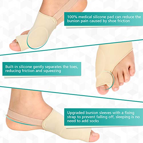PINCOU Corrector de Juanetes, 1 Par FéRulas para Juanetes de Planchas Protectoras para Grandes RaíLes de Los Dedos, con Almohadillas de Silicona para Aliviar el Dolor Durante el DíA y la Noche