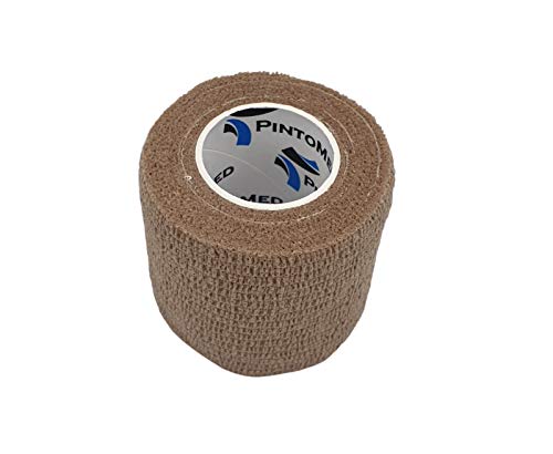 PintoMed Venda Cohesiva 3 x AZUL + 3 X COLOR DE PIEL - 6 rollos - 5 cm x 4,5m. Cinta autoadhesiva elastica y flexible. Esparadrapo deportivo. Vet Wrap. Primeros auxilios y lesiones de los deportes.