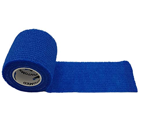 PintoMed Venda Cohesiva 3 x AZUL + 3 X COLOR DE PIEL - 6 rollos - 5 cm x 4,5m. Cinta autoadhesiva elastica y flexible. Esparadrapo deportivo. Vet Wrap. Primeros auxilios y lesiones de los deportes.