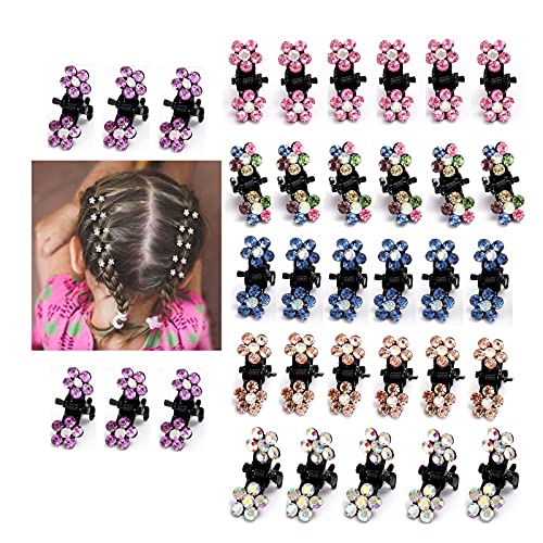 Pinzas para el Pelo, 36 piezas Mini Pinzas para Mandíbula Clips para Dientes con Purpurina Pinzas de pelo de Diamantes de Imitación para Mujeres Niñas