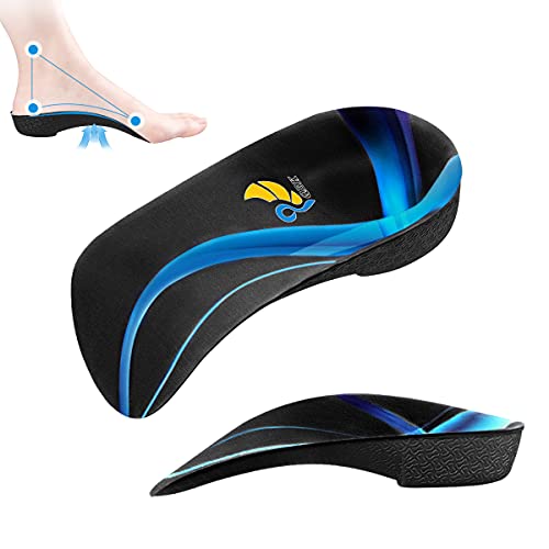 Plantillas Fascitis Plantar Hombre Mujer QBK 3/4 Soporte Arco Alto Almohadilla Plantar para Pies Planos Pronador Espolon Calcaneo Absorción Impacto Aliviar Dolor Plantillas Metatarsalgia, M