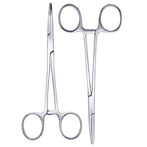 POPETPOP 2Pcs Mosquito Pinzas de Bloqueo Hemostáticas Pinzas de Bloqueo de Acero Inoxidable Pinzas Alicates para Orejas de Mascotas Pinzas para Tirar del Pelo Kit de Cabeza Curva Y Cabeza