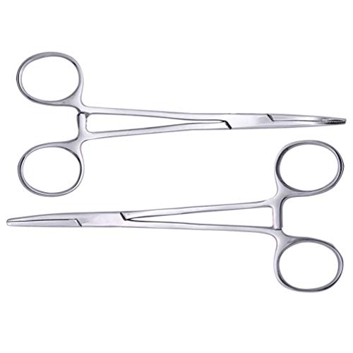 POPETPOP 2Pcs Mosquito Pinzas de Bloqueo Hemostáticas Pinzas de Bloqueo de Acero Inoxidable Pinzas Alicates para Orejas de Mascotas Pinzas para Tirar del Pelo Kit de Cabeza Curva Y Cabeza