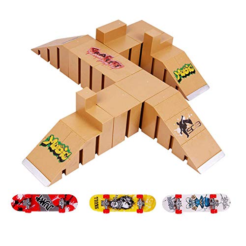 precauti Mini Finger Toys Kit de Skate Park Mini Juego de rieles de diapasón con diapasones y Parte de rampa Kit de Inicio de Juguete de monopatín