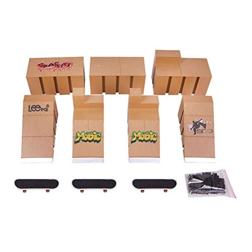 precauti Mini Finger Toys Kit de Skate Park Mini Juego de rieles de diapasón con diapasones y Parte de rampa Kit de Inicio de Juguete de monopatín
