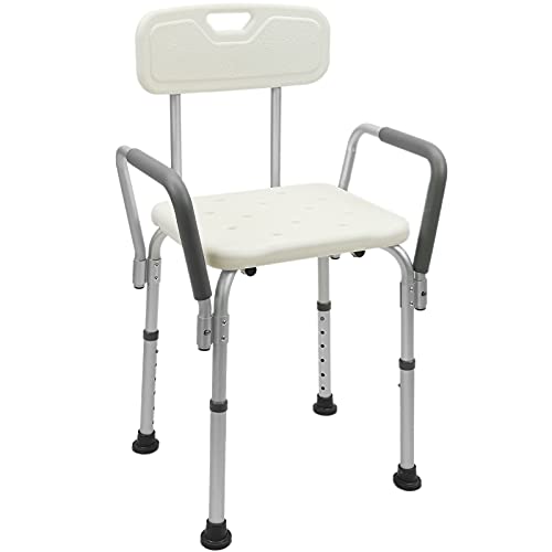 PrimeMatik - Silla de Ducha Antideslizante Regulable en Altura con reposabrazos para Personas Mayores