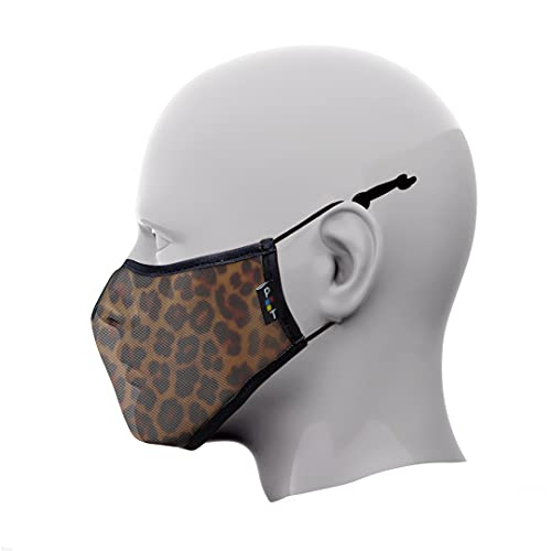 PRINT TODAY Mascarillas Traslúcidas Reutilizable Color Negro y Leopardo | Homologada | Medida: 15,5x10 cm (talla M) |Pack 2 Unidades.
