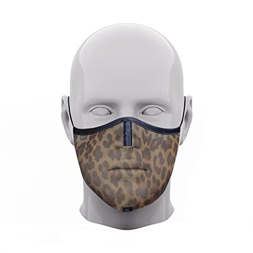 PRINT TODAY Mascarillas Traslúcidas Reutilizable Color Negro y Leopardo | Homologada | Medida: 15,5x10 cm (talla M) |Pack 2 Unidades.