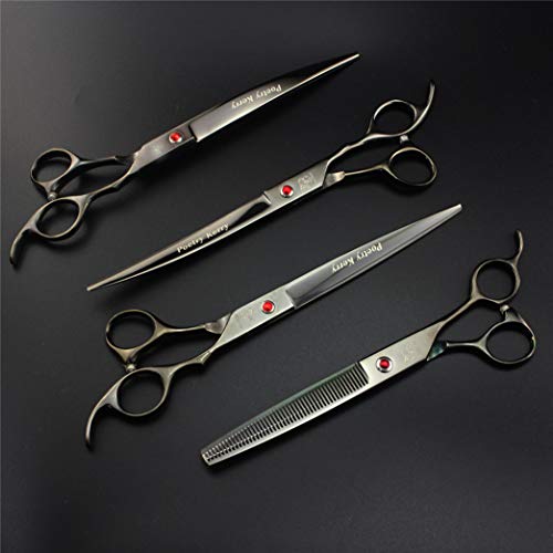 Profesionales De 6 Piezas Set Peluquería Canina Tijeras 8,0 Pulgadas Conjunto De Corte Afilado Recto Y Curvo Y Adelgazamiento Tijeras Mejor Preparación Del Animal Doméstico Tijeras De Cuerpo Completo