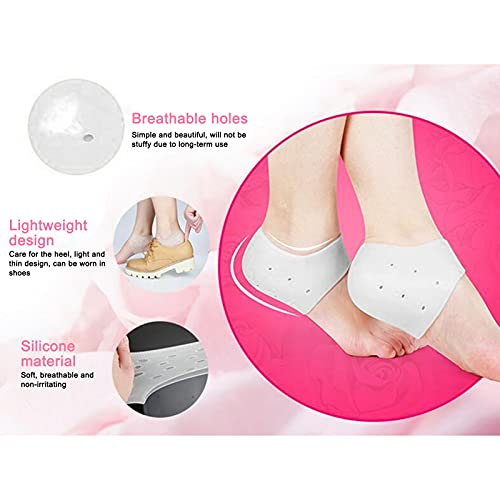 Protectores de talón, Cojín de almohadillas para fascitis plantar, Curación de talones secos y agrietados, Tendinitis de Aquiles, Fascitis plantar, Funda protectora de inserción, 1 par(blanco)