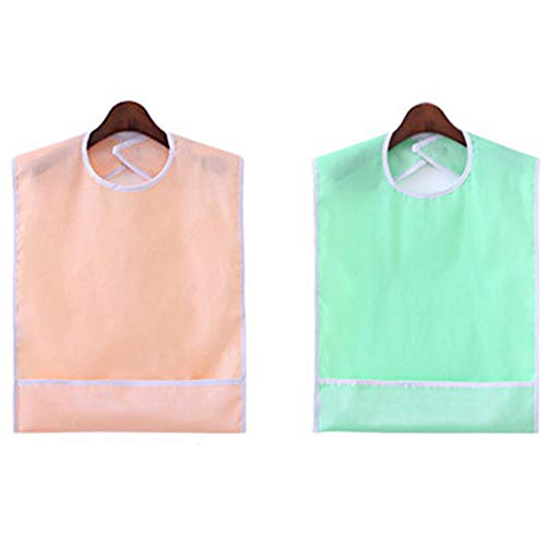 PUDSIRN 2 baberos lavables para adultos, 2 tamaños ajustables Meantime baberos impermeables resistentes a la suciedad para personas mayores con discapacidad (pequeño)