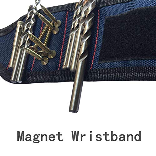 Pulsera Magnética Ajustable con 10 súper imanes, para Ahorra las Manos, Fija Fácilmente Tornillos, Clavos, Brocas, Pasadores, Pernos, Mejor Herramienta de Regalo para Hombres y Mujeres