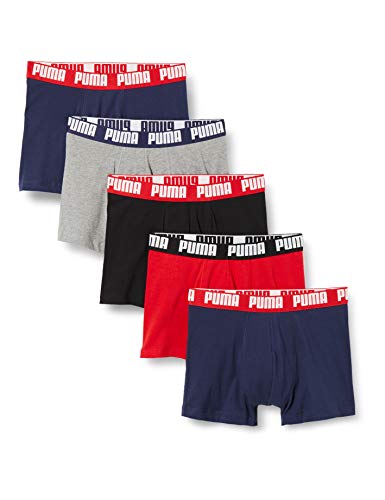 PUMA Basic Men's Boxers (5 Pack) Boxer Briefs, Azul, Rojo y Negro, L (Pack de 5) para Hombre