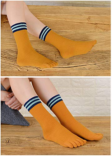 PUTUO Calcetines de Dedos Mujer Calcetines Cinco Dedos de Deporte, Mujer Calcetines del Dedo del Pie, Calcetines de Algodón, suave y transpirable, 4 pares